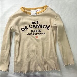 Zara Kids (2-3yrs)Beige Long Sleeve Tee with Yellow Trim